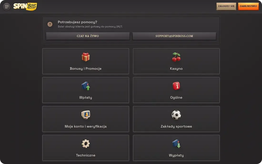 często zadawane pytania dotyczące kasyna spinboss